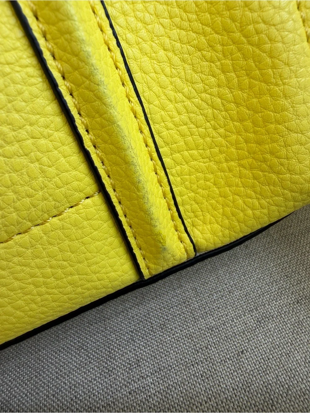 DKNY Small Yellow Pebbled Leather Tote with Removable Strap. Good condition - Picture 13 of 16